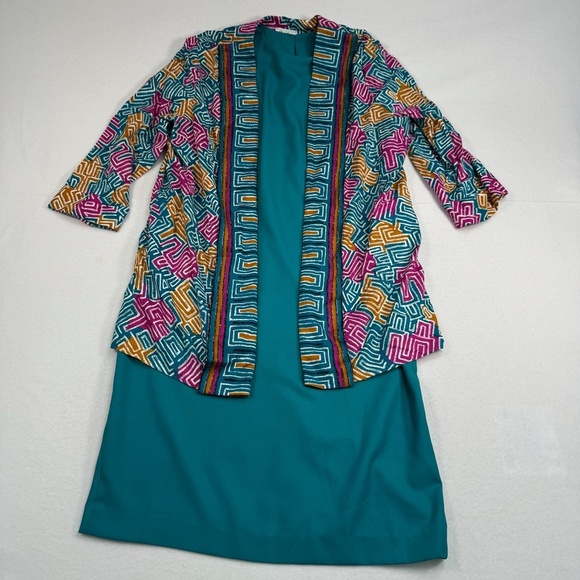 Lady Carol 2 Piece Midi Shift Dress Pattern Jacket Womens Sz 14 Art To Wear Vtg - Picture 1 of 16
